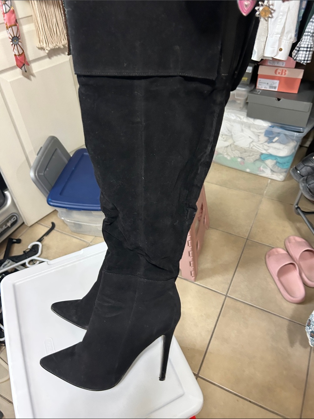 Glaze Black Suede Over-the-Knee Stiletto Boots